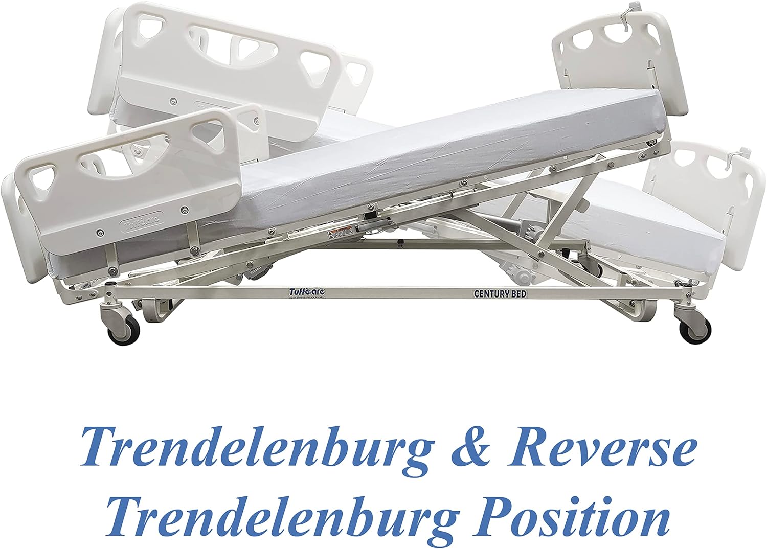 Century Hospital Bed, 5 Function Full Electric Long Term Care Low Bed with High Density Foam Mattress & Half Rail Package (36