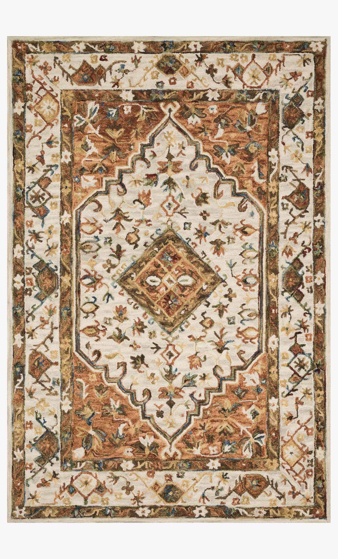 Loloi II Beatty Collection - Traditional Hooked Rug in Ivory & Rust (BEA-01)