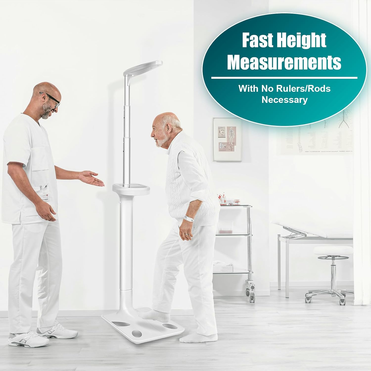 440Lbs Ultrasonic Physician Scale, Digital Height Weight Body Fat Analyzer with BMI, Large Backlit LCD, Voice Broadcast, Retractable Design for Home Hospital Gym