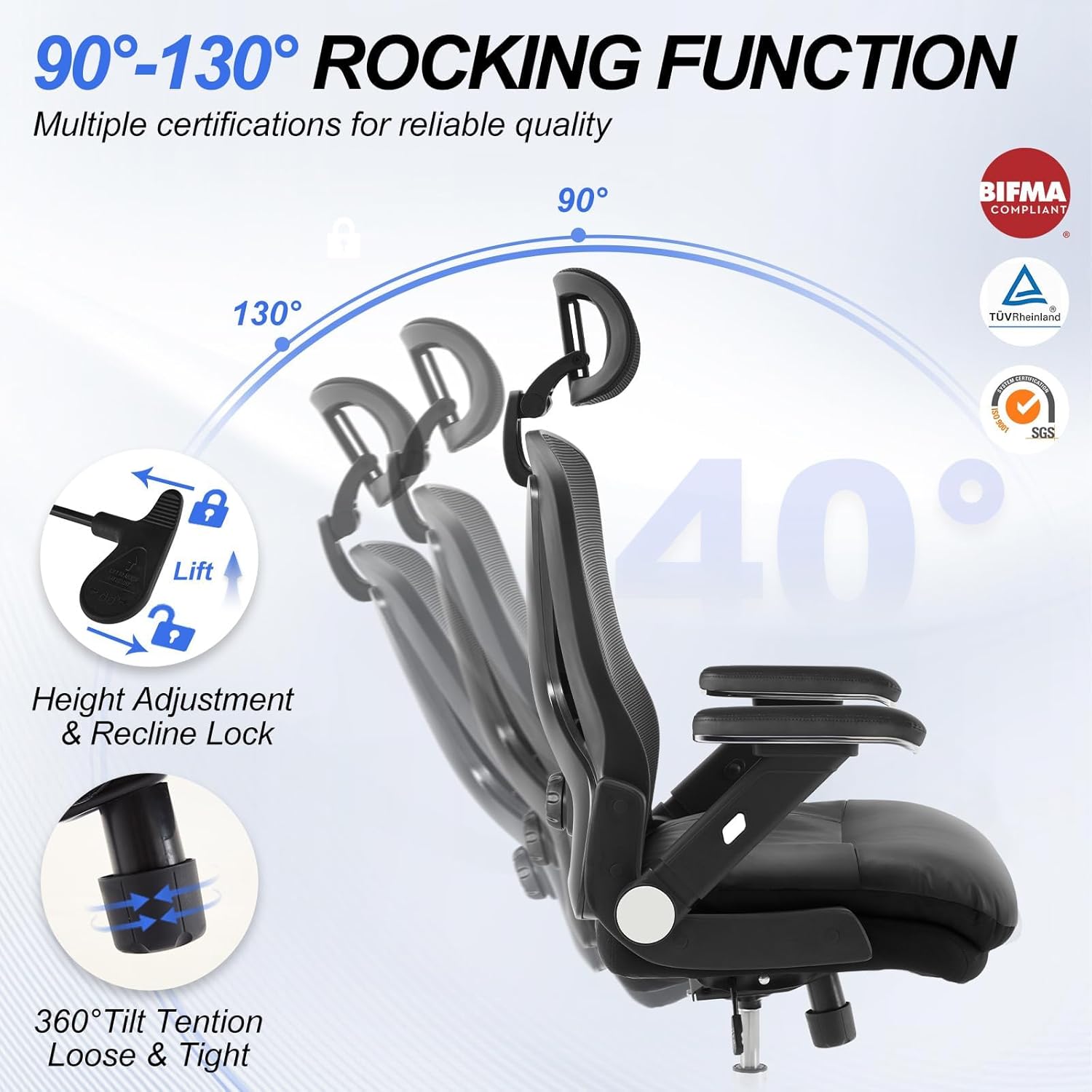 750lbs Ergonomic Office Chair,Upgrade Big and Tall Office Chairs for Heavy People,Mesh High Back Desk Chair with 5D Flip Arms Large Wheels,Adjustable Headrest & Lumbar Support,Wide Chairs