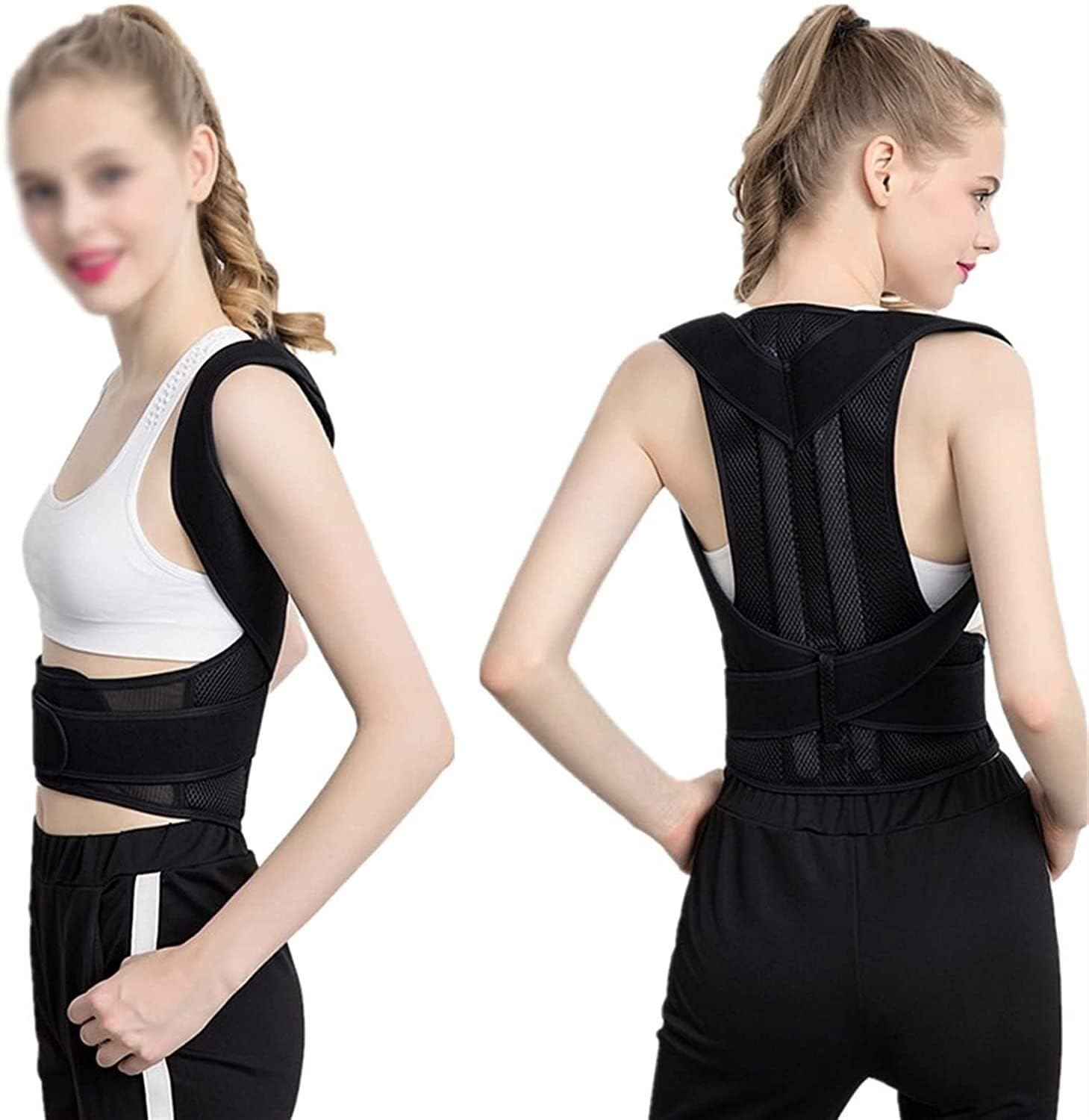 XS-5XL Plus Size Full Back Support Belt Corrector Men Women Adjustable Therapy Belt Waist Back Brace Provides Support for Shoulder, Neck, Clavicle