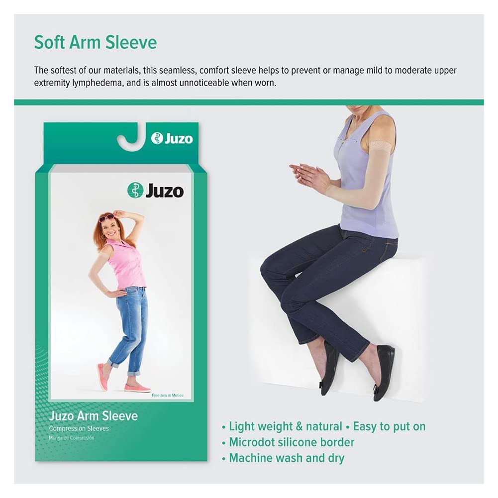 Juzo Soft 2001 20-30mmhg Standard Armsleeve with Silicone Top Band for Women,Beige,6 (VI)