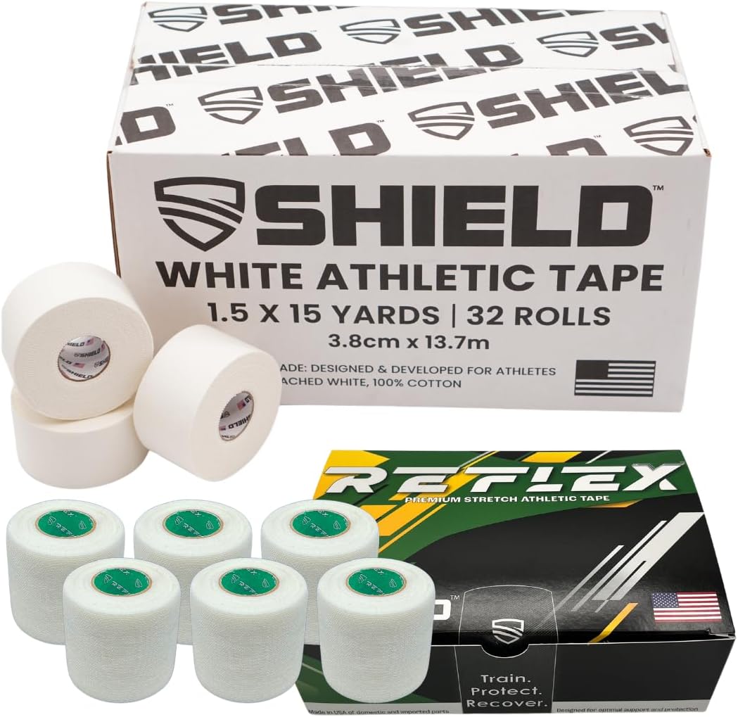 Cleat Spat/Ankle Tape Bundle - Athletic Tape + Cleat Spatting Tape, Tape for Flag Football, Trainer Tape, Batting Tape