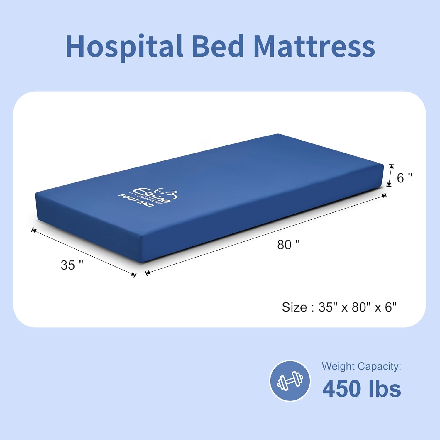 ESHINE Soft Hospital Bed Mattress - Medical Bed Mattress for Back Pain with Waterproof Cover, Home Care Memory Foam,80