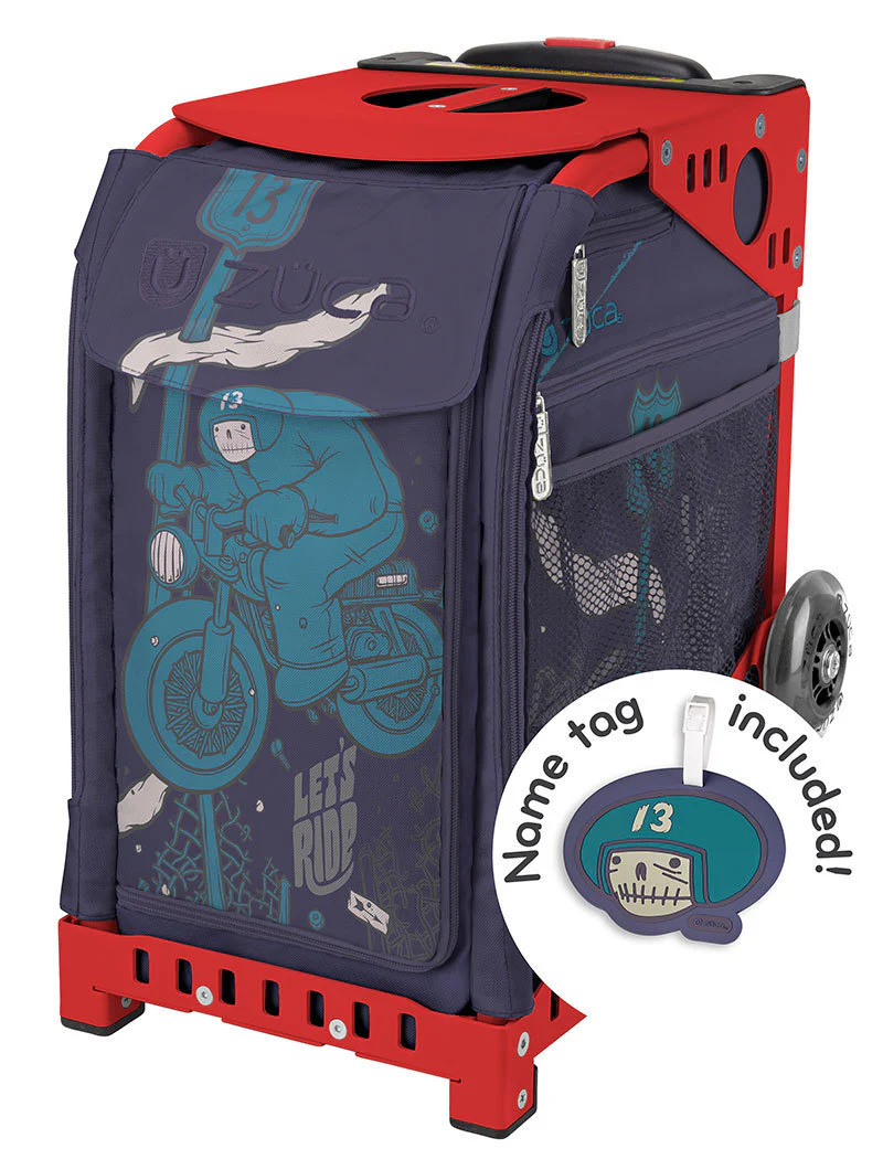 Zuca Lets Ride Sport Insert Bag, Red Frame with Flashing Wheels
