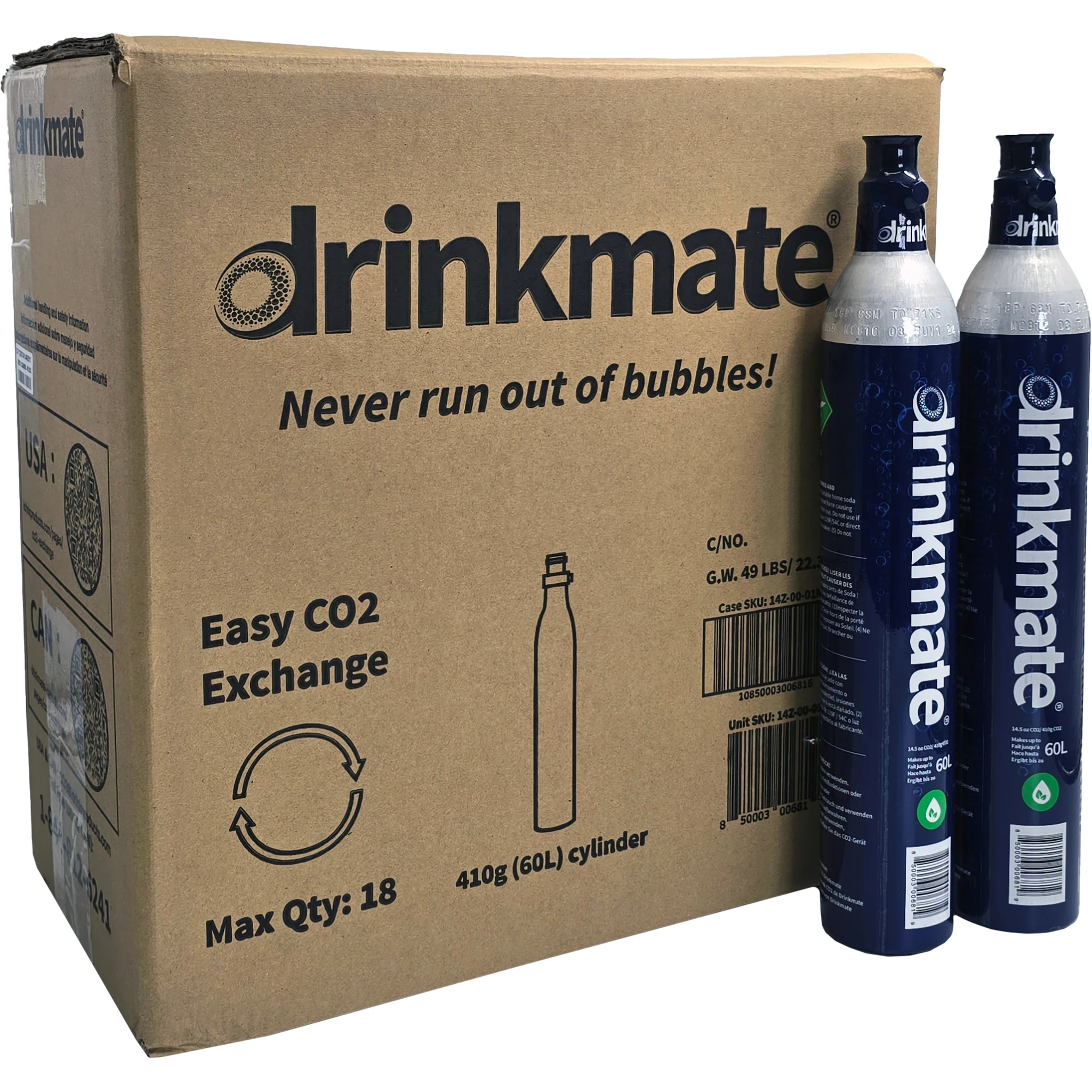 Drinkmate Master Carton 60L CO2 Cylinders - 18 pack (14Z-00-18)