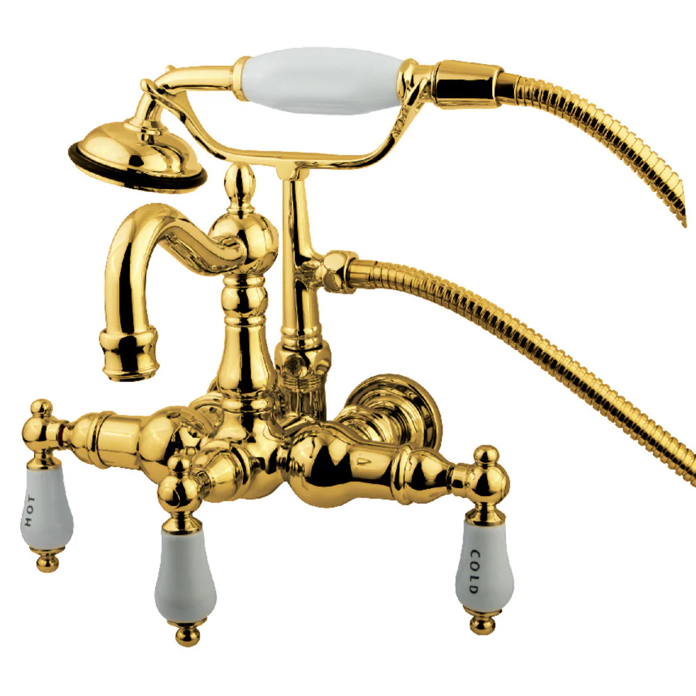 Kingston Brass Vintage 3-3/8-Inch Wall Mount Tub Faucet, Polished Brass (CC1009T2)