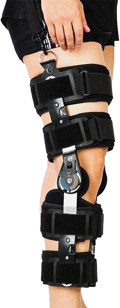 Hinged Adjustable Knee ROM Brace Support Injury - Orthosis, Knee Immobilizer for ACL, MCL and PCL, Orthopedic Rehab, Meniscus Tear, Post Op Recovery Stabilize Support for Men & Wo(