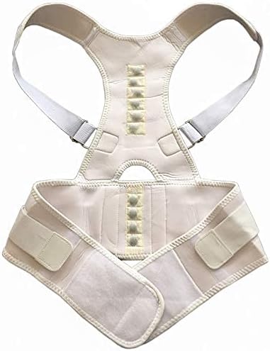 Posture Corrector Magnetic Therapy Adult Back Corset Shoulder Lumbar Posture Corrector Bandage Spine Support Belt Back Support Posture Correction Back Brace (Color : White, Size : XL)
