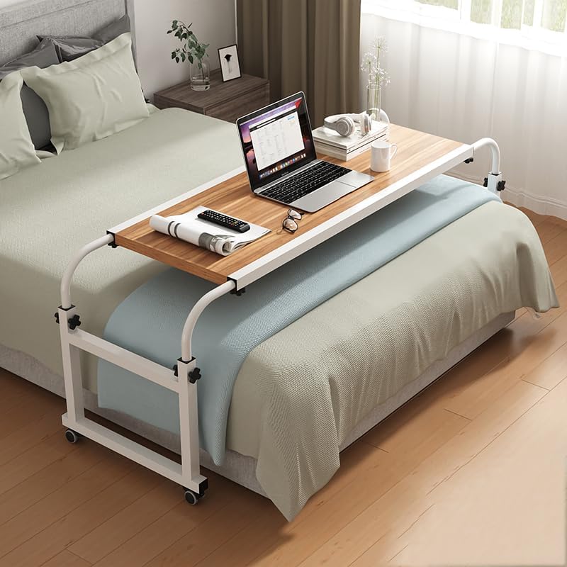 Hospital Table Over Bed for Home use Swivel,Over The Bed Table with Wheels,Adjustable Height Table,Hospital Bed Table,Chair cart,Laptop Desk for Bed,Recliner Table,Perfect for Hospital famil