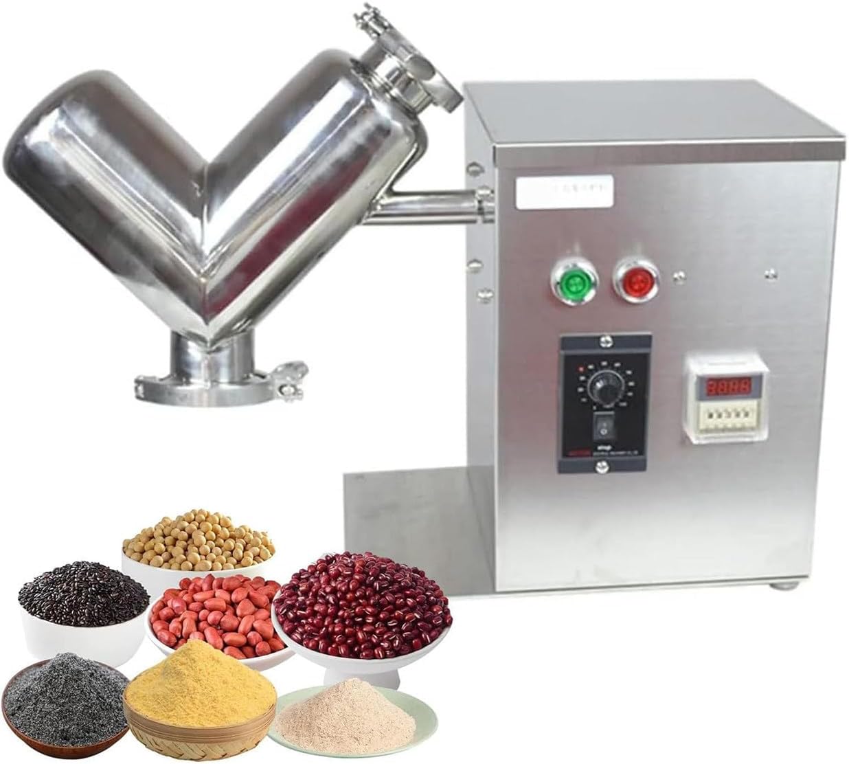 V-Type Dry Powder Mixer for Laboratory and Industrial Use, Adjustable Speed and Timing for Precise Mixing of Dry Grain Particles and Granules