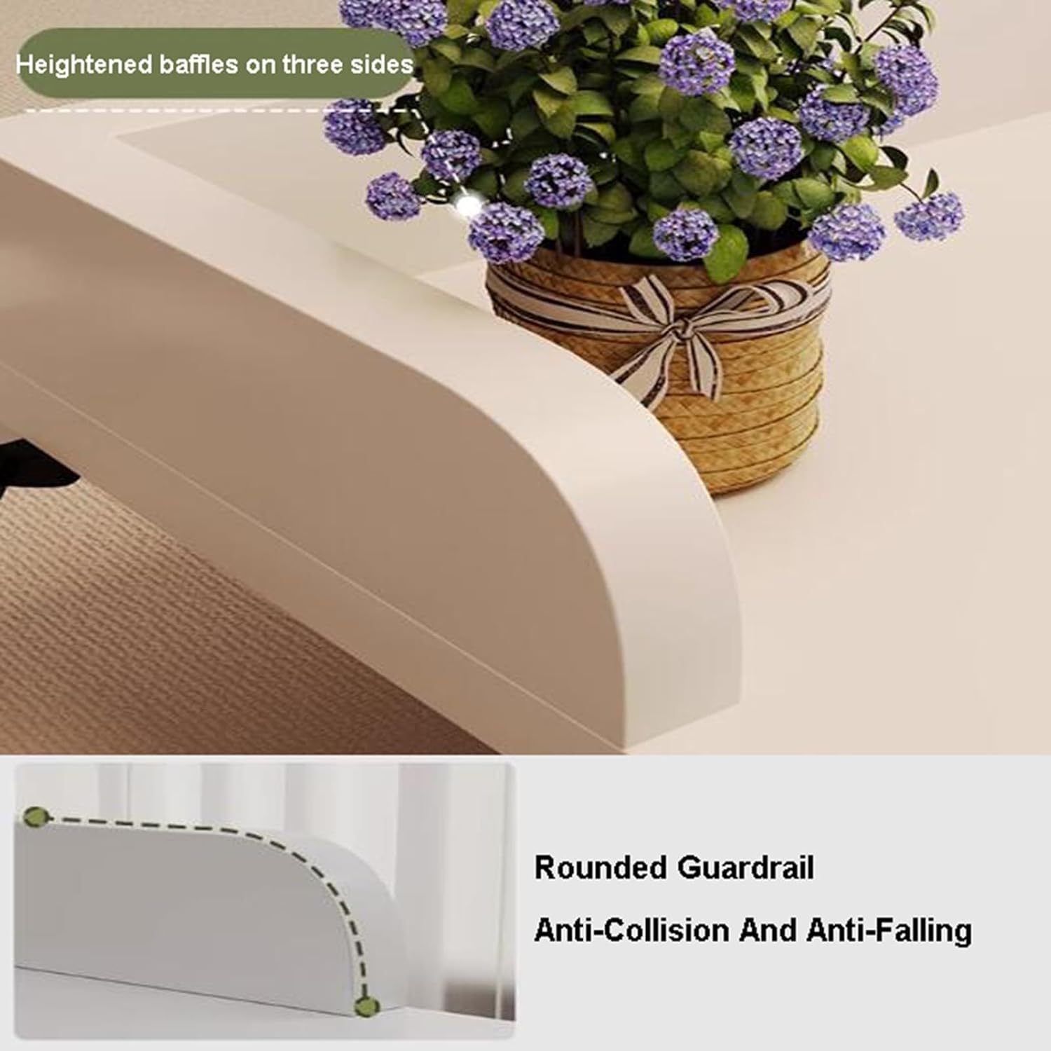 Adjustable 115-210cm Overbed Table with Wheels, Bed Tables Overbed Tables Rolling Storage Trolley Standing Workstation Adjust Height 65-95cm Computer Desk for Home and Hospital(White)