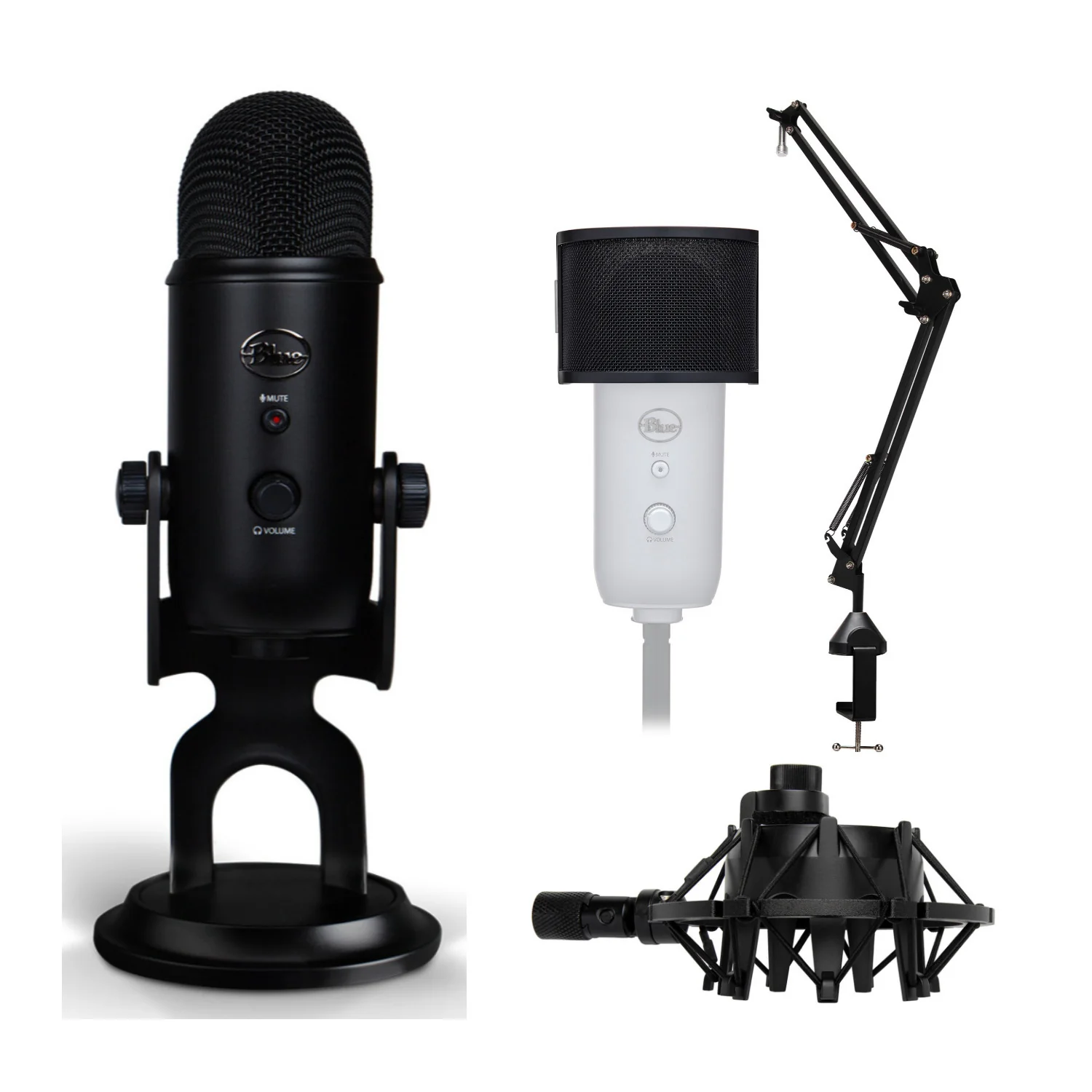 Blue Microphones Yeti (Blackout) Multi-Pattern USB Mic with Accessory Bundle