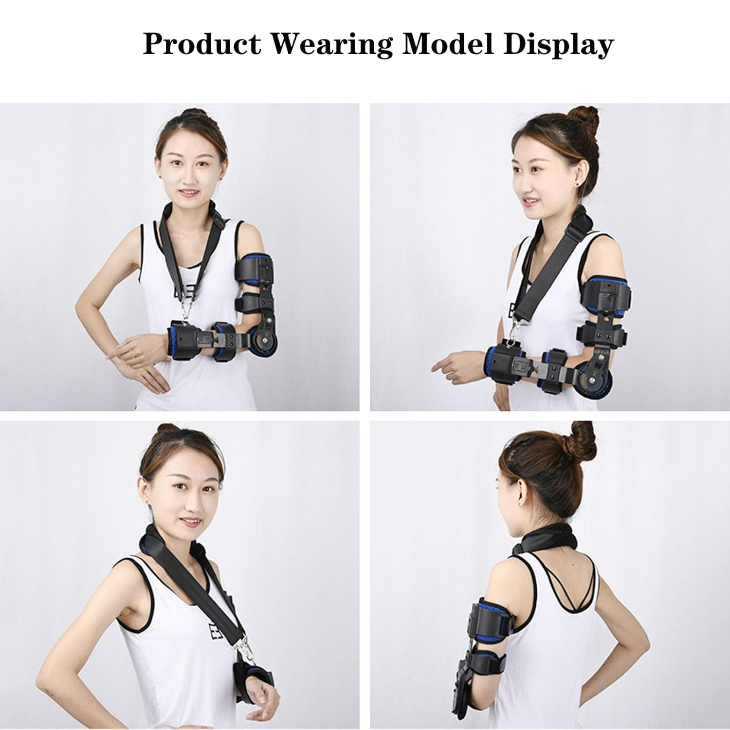 SFKLYU Hinged Elbow Brace Adjustable Splint & Shoulder Strap Adjustable Post Elbow Brace with Sling Stabilizer Splint Arm Injury Recovery Support After Surgery,Right