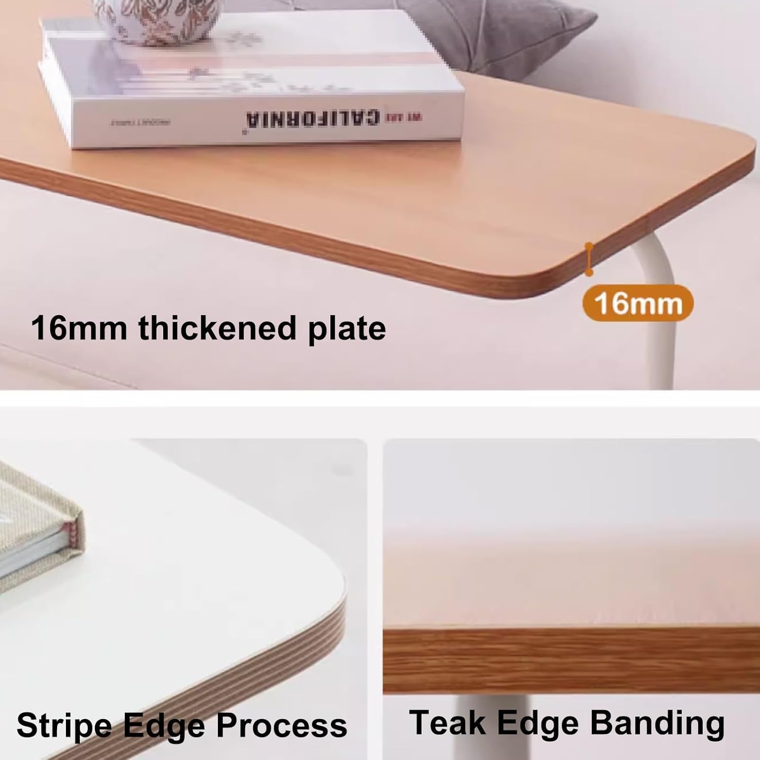 Hospital Bed Tables Particleboard Nightstand, Laptop Bedside Table, C Shaped Side Table, Home Work Sofa Side Table with Silent Feet for Home, Hospitals(90x35x60.5cm)