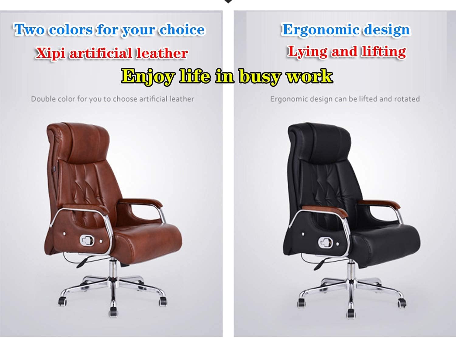Executive Office Chair Computer Desk Chair with Armrests Lumbar Support Desk Ergonomic Chair Chair Boss Chair Reclining Computer Chair Home Leather Blackto Pursue Ha(