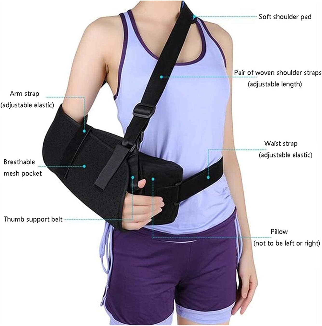 arm Sling Shoulder Sling arm Brace Shoulder immobilizer Arm Slings with Abduction Pillow Adjustable Shoulder Abduction Sling Portable Elbow Braces for Left or Right Arm(Size:Small)