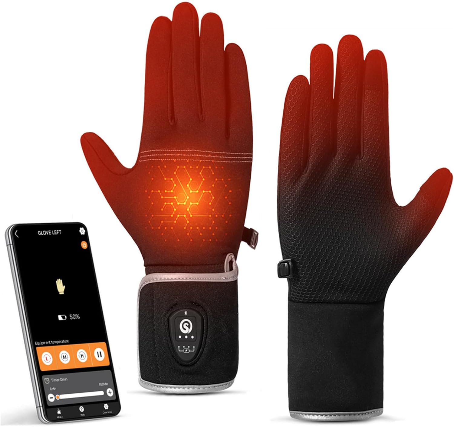 Savior Heated Glove Liners for Men Women,APP Smart Electric Gloves,Rechargeable,Suitable for Driving,Typing,etc.