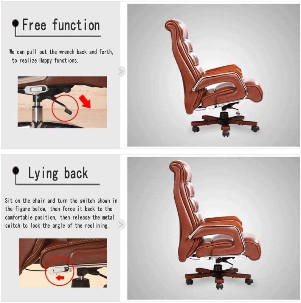 Computer Chair Home Reclining Lift Boss Swivel Chair Office Chair Leisure Back Seat Executive Swivel Adjustable Swivel Office Desk Chair with Armrests Lumbar Support Desk (Brown)
