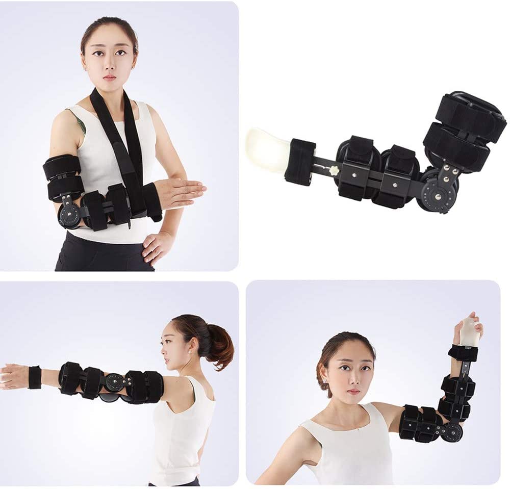 Hinged Elbow Brace With Sling, Adjustable Elbow Brace Stabilizer Splint Arm Injury Recovery Support, Orthosis Adjustable Range Of Motion