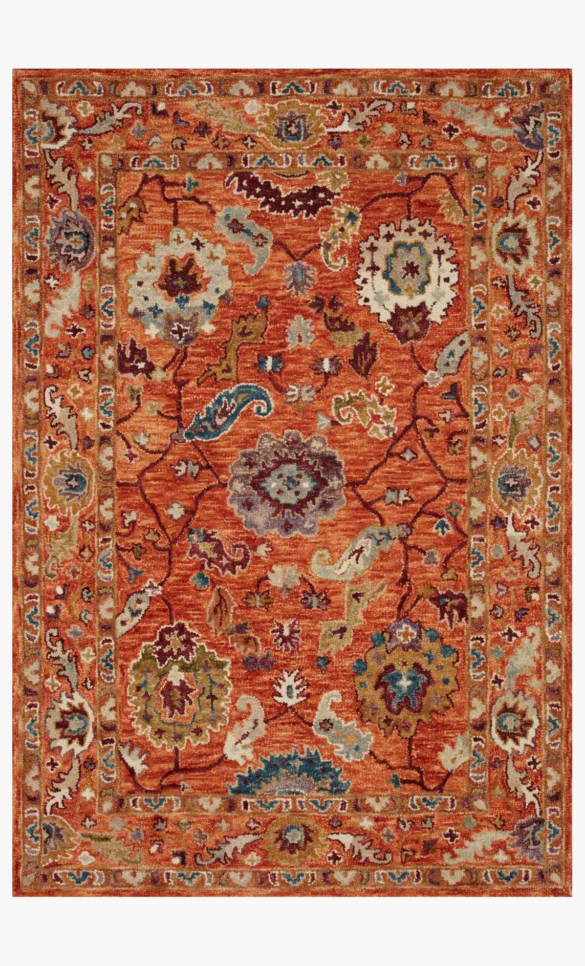 Loloi Padma Collection - Transitional Hooked Rug in Orange (PMA-01)