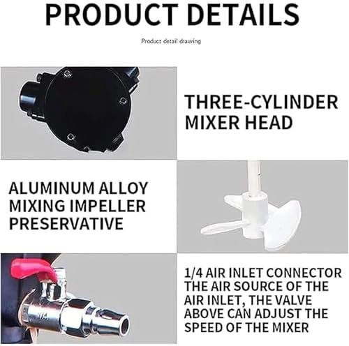 Pneumatic Paint Mixer, 3000Rpm Automatic Lifting with Stainless Steel Blade for Decoration, Industry, Factory Use,