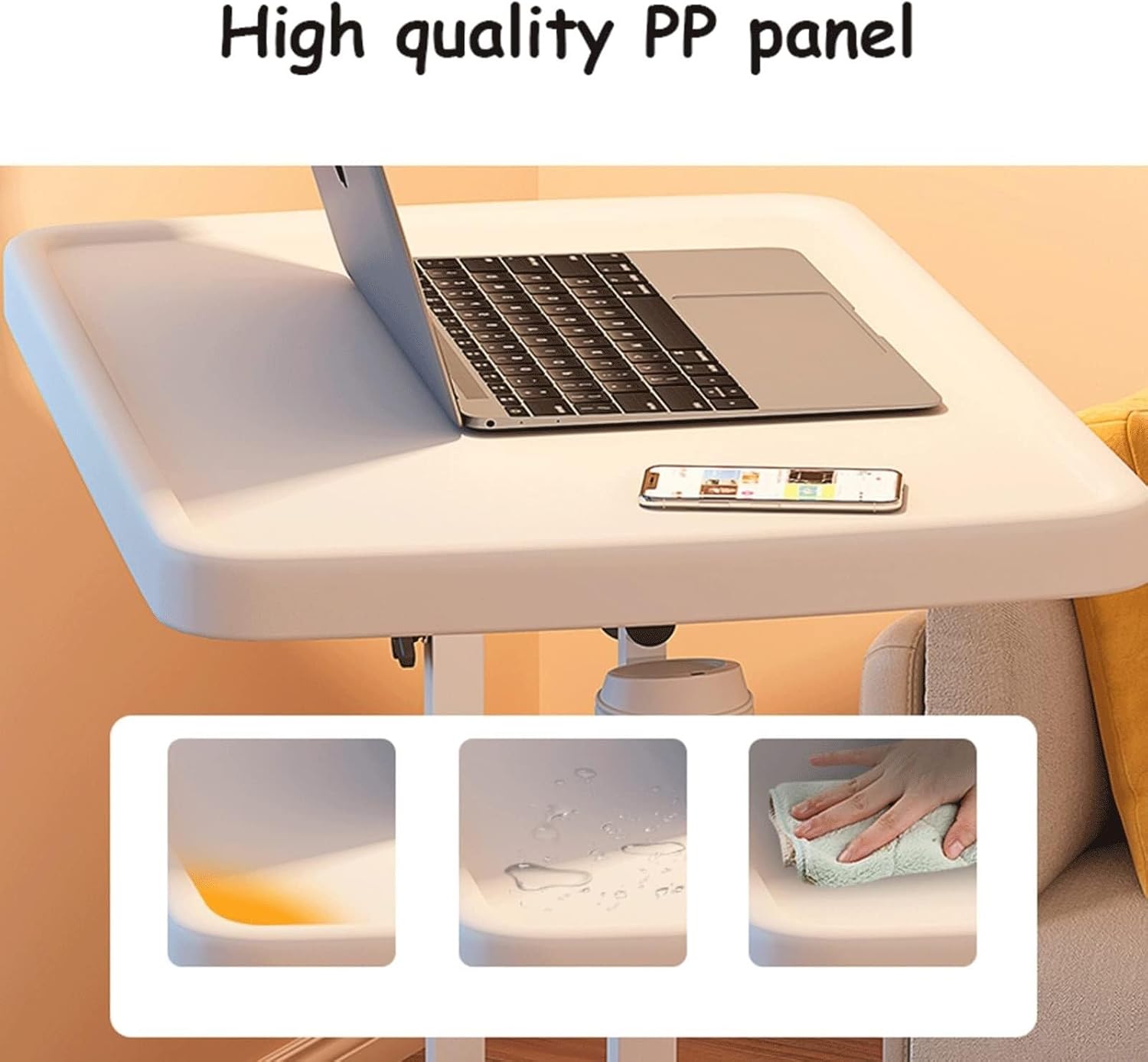 Foldable Over Bed Table, Height Adjustable Bedside Laptop Table Mobile Desk Sofa End Table for Hospital Nursing Reading Eating