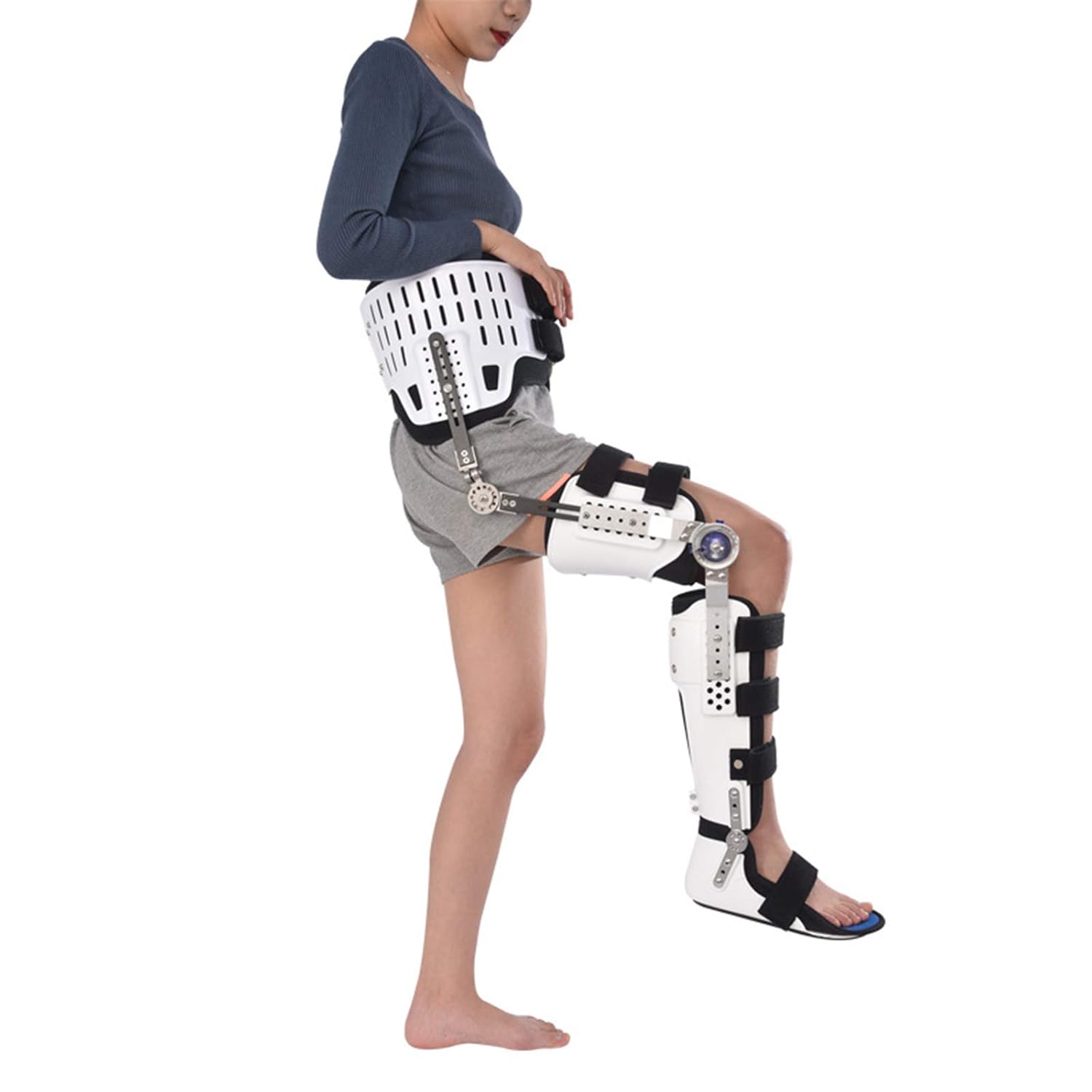 Knee Braces Knee Ankle Foot Fixation Orthosis, Comfortable Adjustable Brace, Fracture Leg, Foot and Lower Extremity Orthosis (B Right