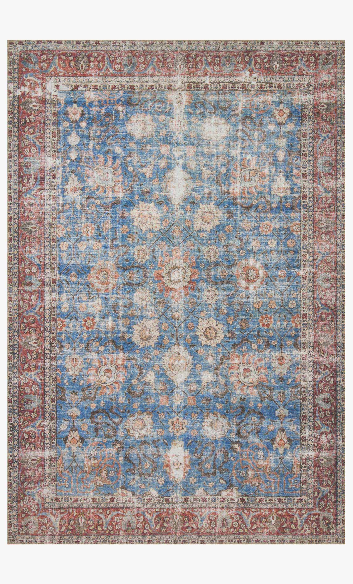 Loloi II Loren Collection - Traditional Power Loomed Rug in Blue & Brick (LQ-01)