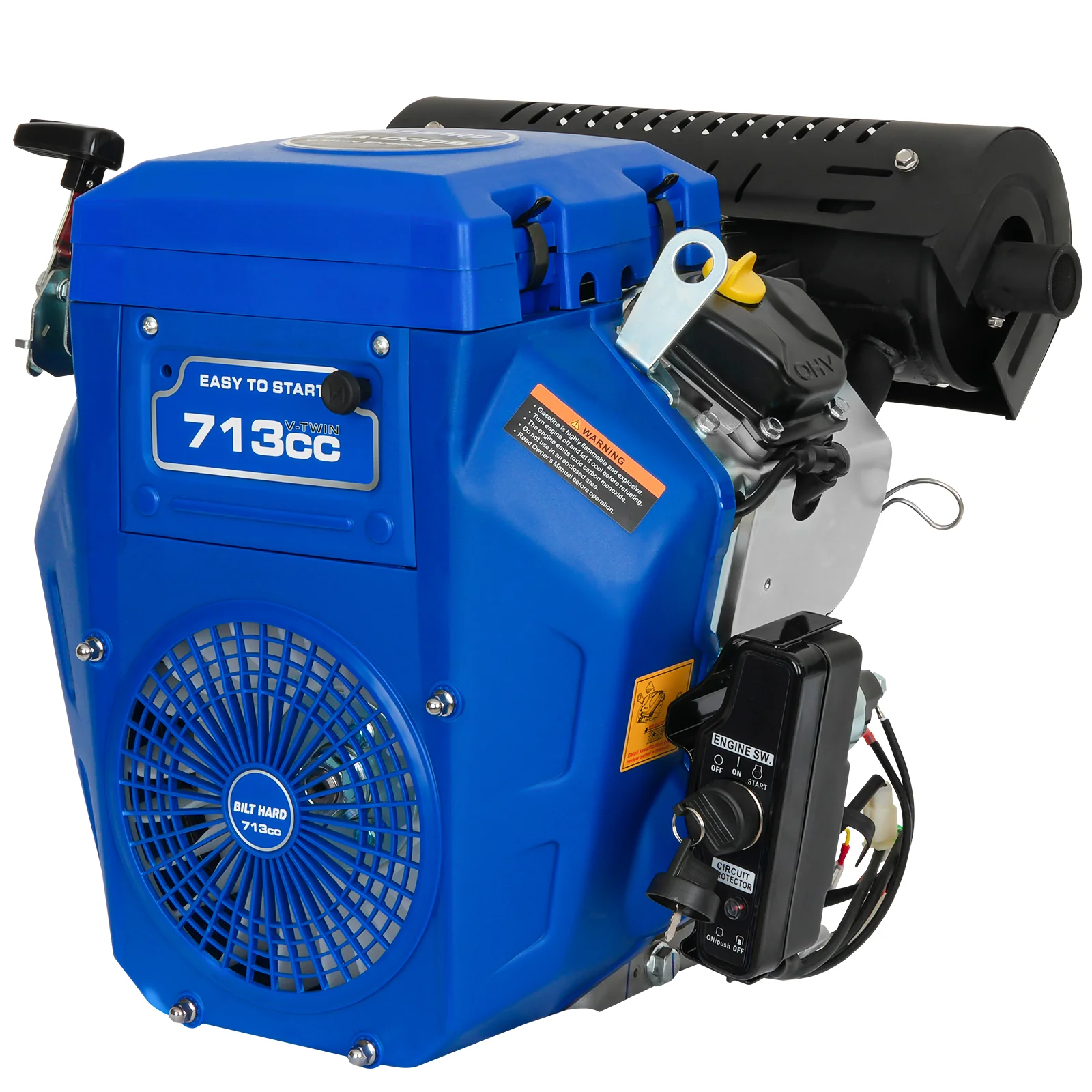 BILT HARD 713cc 19.5 HP Two-Cylinder Single-Engine with Electric Start, Horizontal 4-Stroke Gas Powered Engine for Log Splitter, Pressure Washer and Water Pump