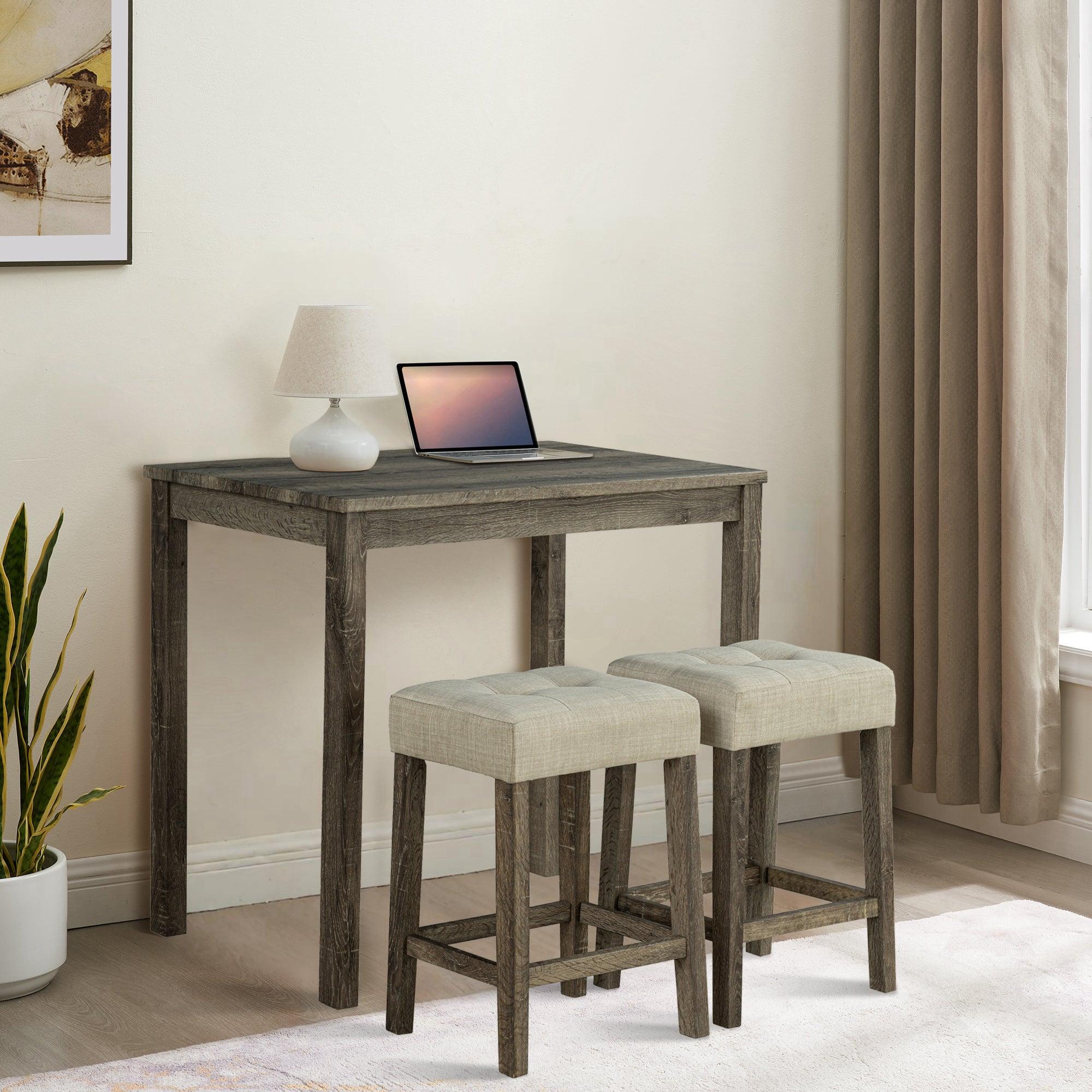 Parrot Uncle 1 Traditional Breakfast Dining Table Set with 2 Stools for Apartment (SL3400BR-PT-3PK-PU)