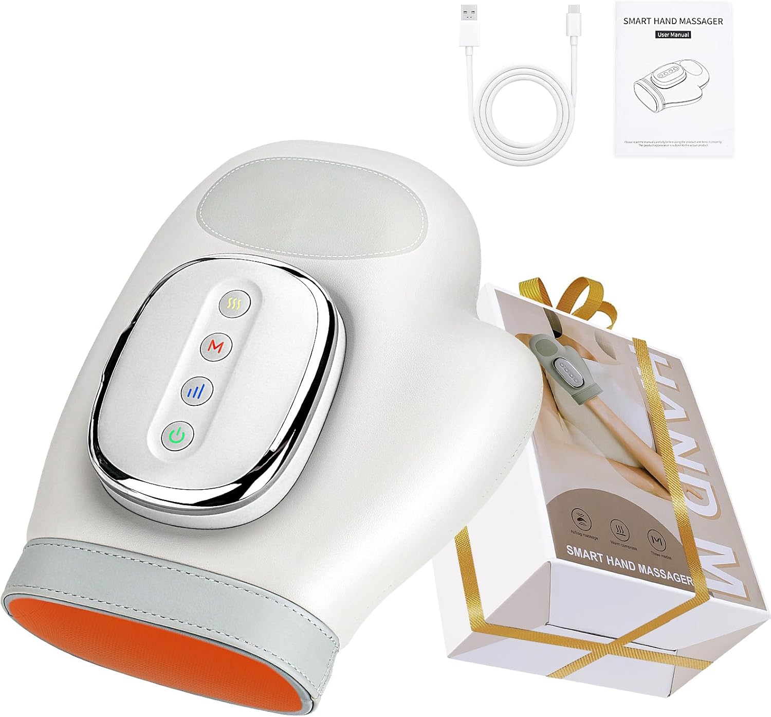 Hand Massager with Heat and Compression - Relieve Wrist Muscles Pain, Arthritis and Carpal Tunnel, Electric Kneading Massage, Portable and Cordless Design, Ideal Gift for Women/Men