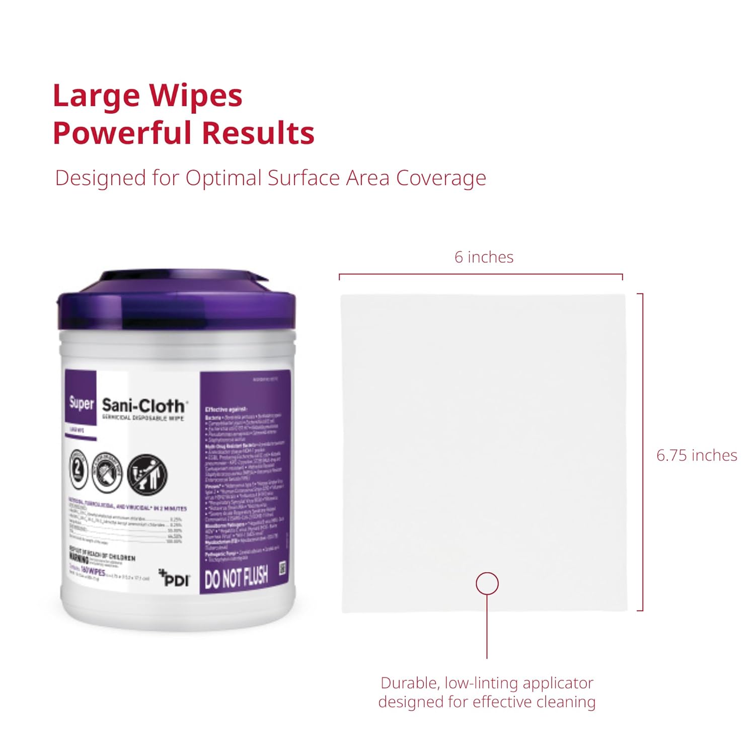 Super Sani-Cloth Germicidal Disposable Wipe, Hospital Grade Disinfection, 160 Large 6