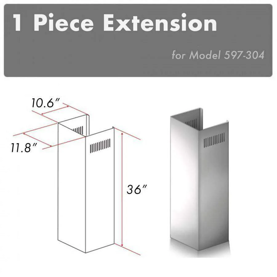 ZLINE 1-Piece Outdoor Chimney Extension for 10' Ceilings (1PCEXT-597-304)