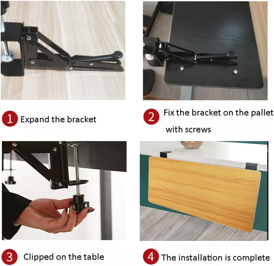 Large Clamp On Desk Extender 29.5x10inch Tray, Table Mount Keyboard Tray, Armrest Shelf Elbow Arm Support Black/White/Maple/Walnut,D-75cm(29.5inch)