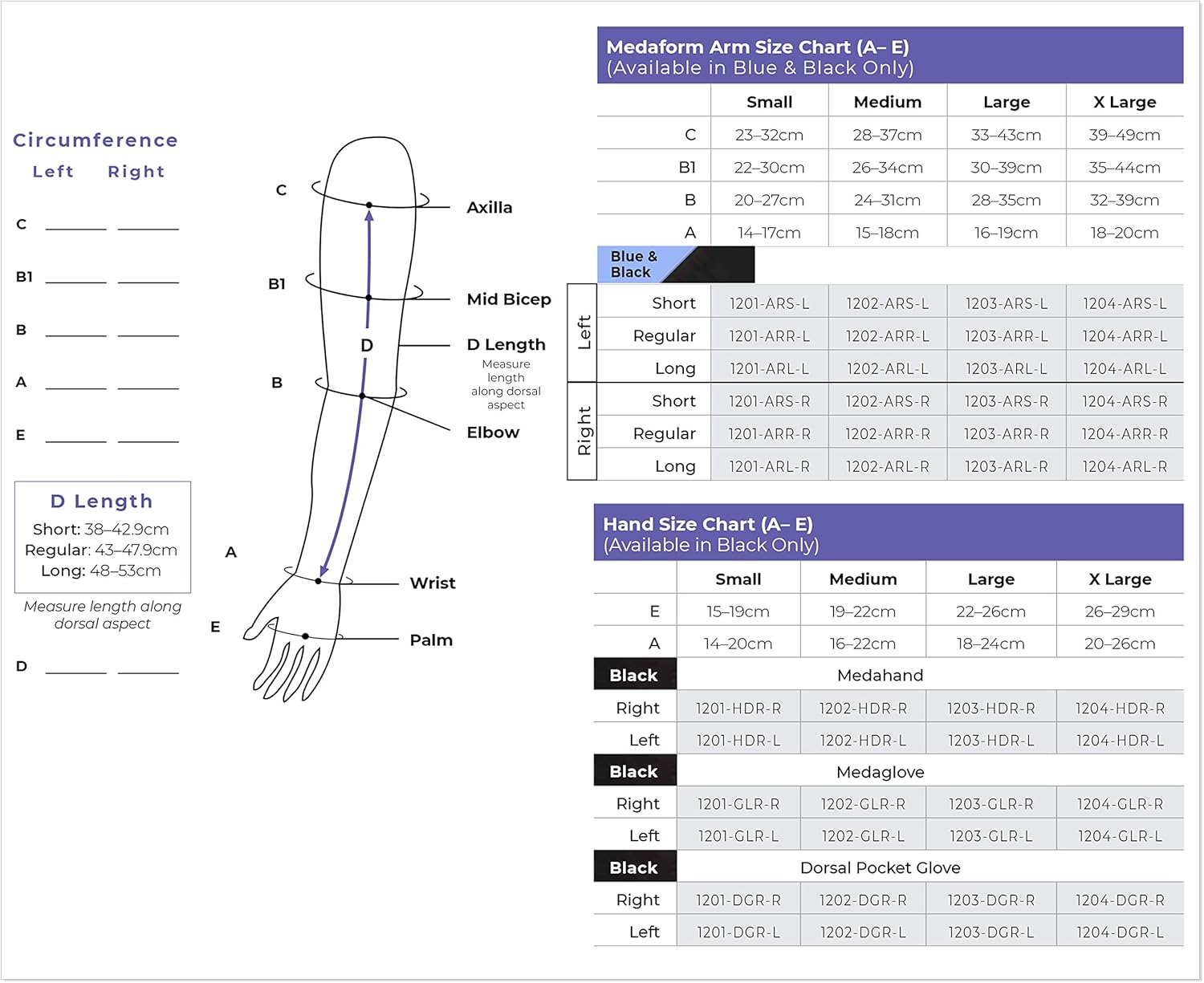 30-40 mmHg Medafit Firm Arm Sleeve W/Straps and Medahand; Med Reg; Right; Black SIGVARIS