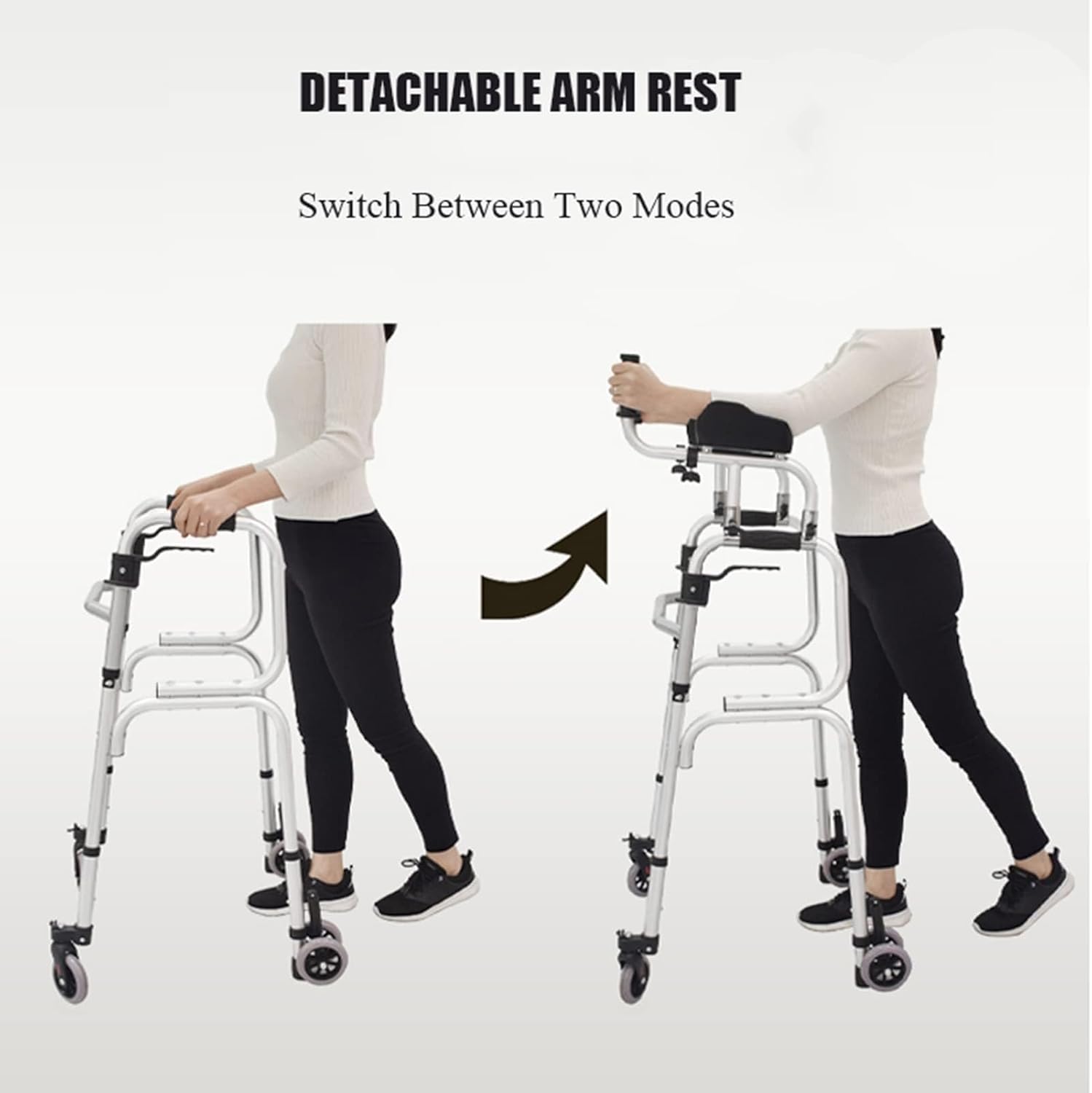 Alloy Rehabilitation Auxiliary for The Elderly Forearm Walking Frame with Armrest Support Pad Walking Aid Height Adjustable Thick Aluminum