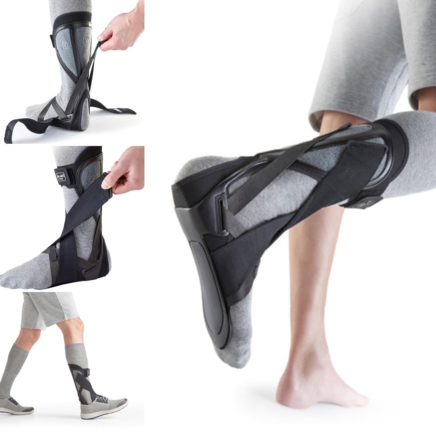 PUSH ortho Ankle Foot Orthosis for Comfortable Support. Can be Worn with Shoes. Comfortable and Flexible AFO Brace for Drop Foot (Peroneal Palsy), Stroke, Multiple Sclerosis. (Right Size 2)