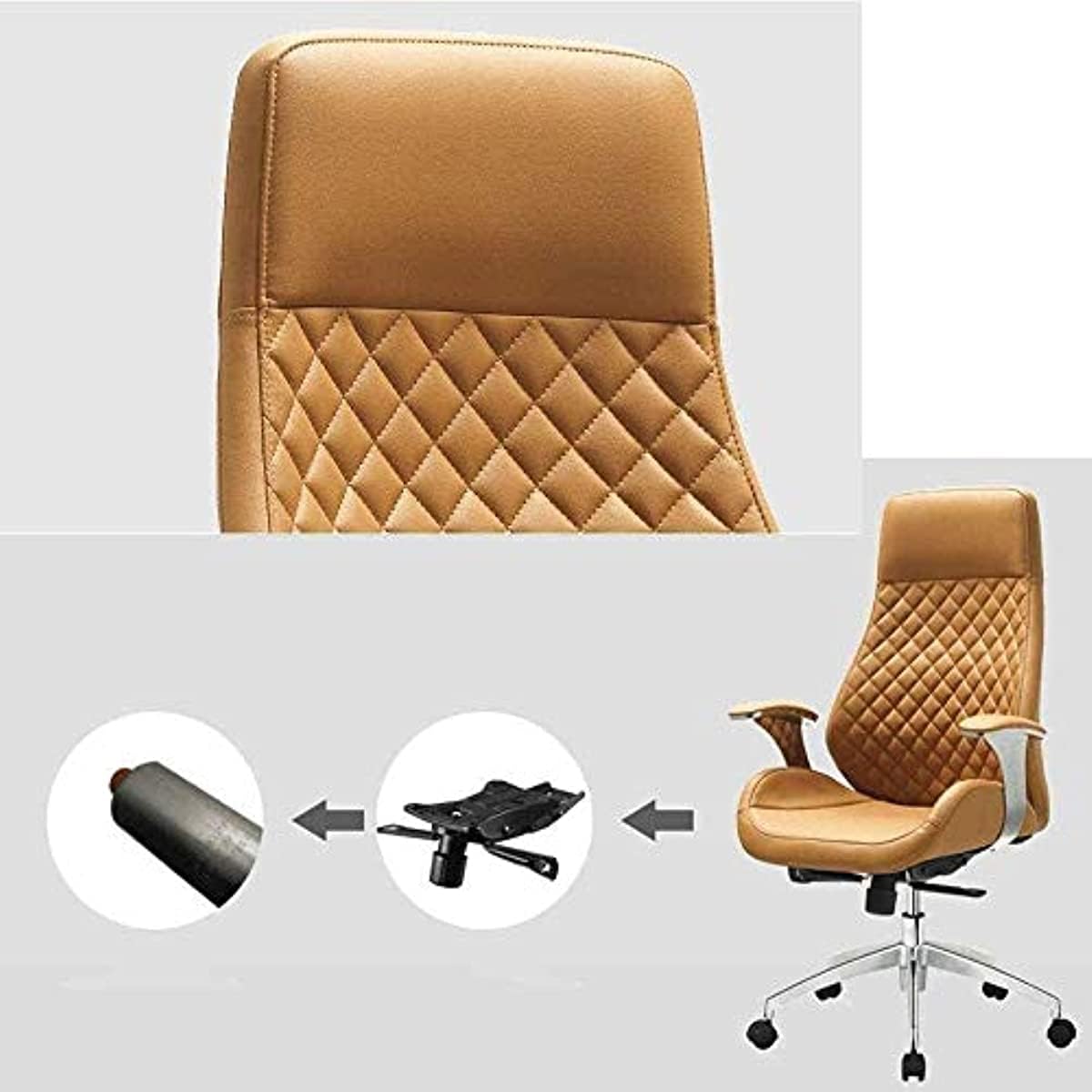 Managerial Chairs, Ergonomic Office Chair, Reclining Office Chair with Lumbar Support, Executive Office Chair with Headrest, Arms,Wheels and Footrest Boss Chair Gaming Chai,Yellow-One Side