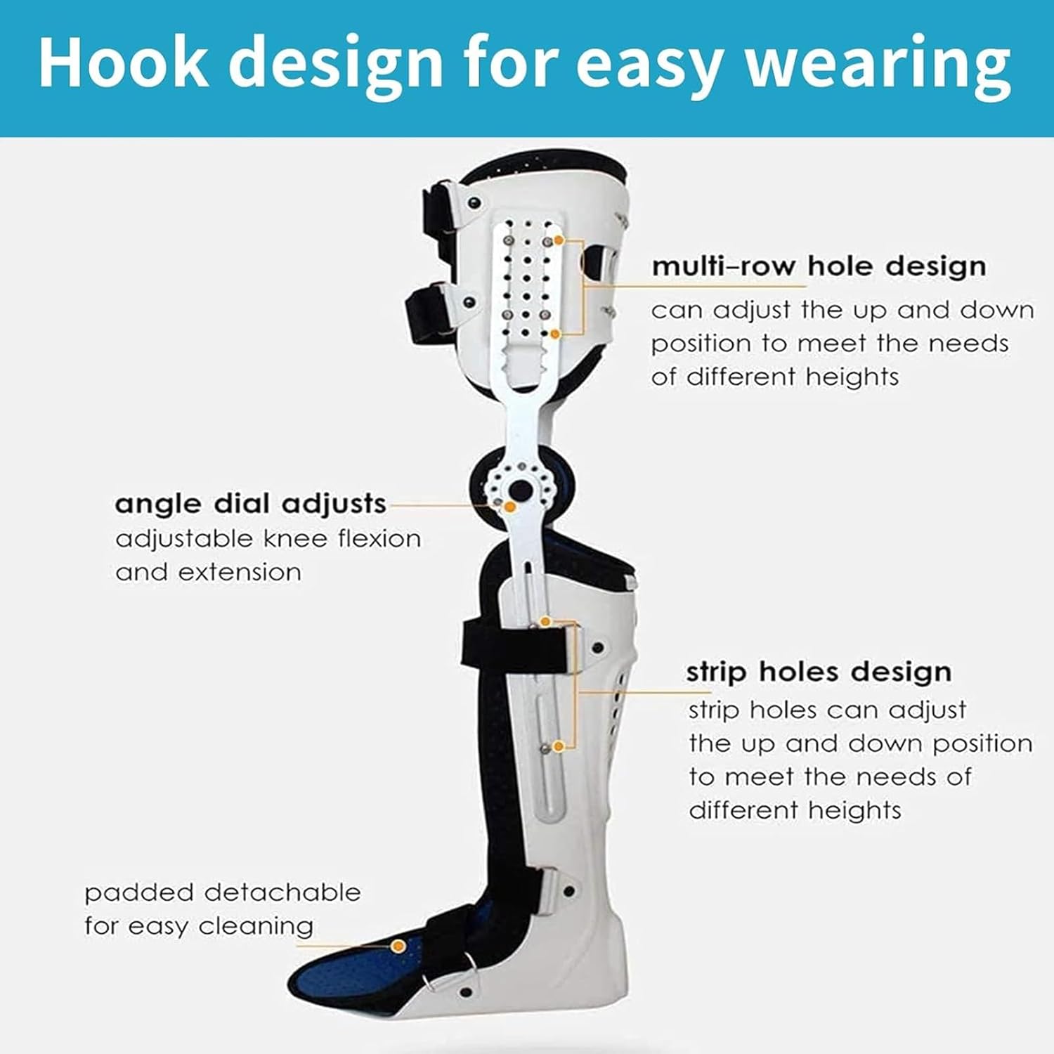 Knee immobilizer unloader knee brace Adjustable Folding Foot Support Protection Full Legs Joint Fixator Stabilizer with 6 Compression Straps, Mobility Aid for Added Support Comfort Women and Men(Adjus