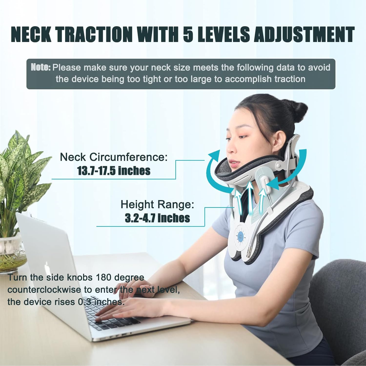 Cervical Neck Traction Device,Electric Air Pump Neck Stretcher Cervical Traction Device,with 3 Power Traction and 8 Airbag Support,Neck Brace which Decompresses the Neck and Relieves