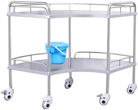 Mobile Medical Trolley Cart with Swivel Casters, 2-Tier Stainless Steel Utility Cart for Salon, Spa, Dental Clinic, and Hospital Use(150 * 46 * 86Cm)