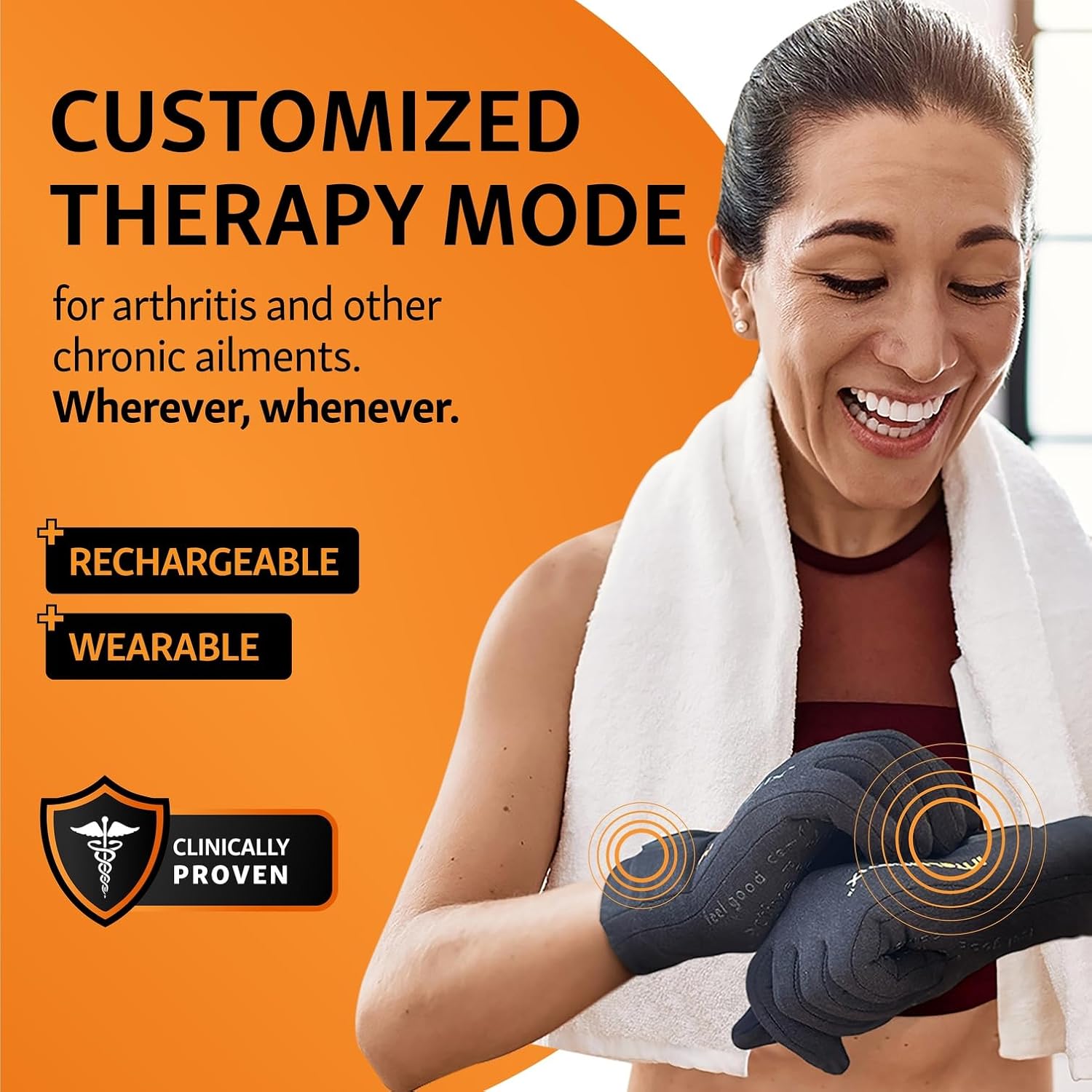 Brownmed Intellinetix Therapy Gloves - Compression Hand Gloves for Pain Relief - Wearable Vibration Therapy Massager - Large