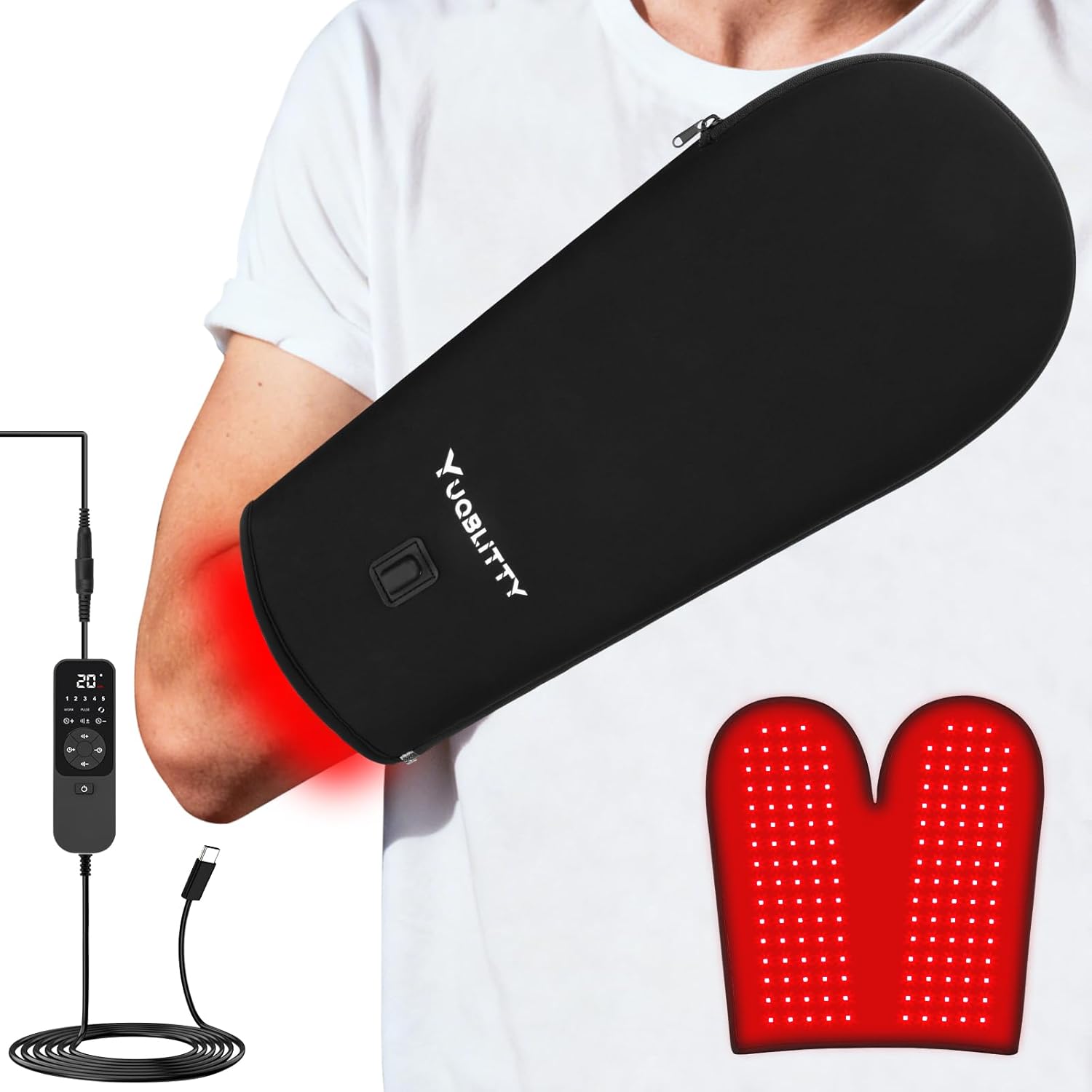 Oversized Red Light Therapy for Hands Wrist Joints and Body, 660nm and 850nm Near-Infrared Heated Hand Glove Therapy, Timer, Small Red Light Therapy Mat at Home Relaxation, Gifts for Women Men
