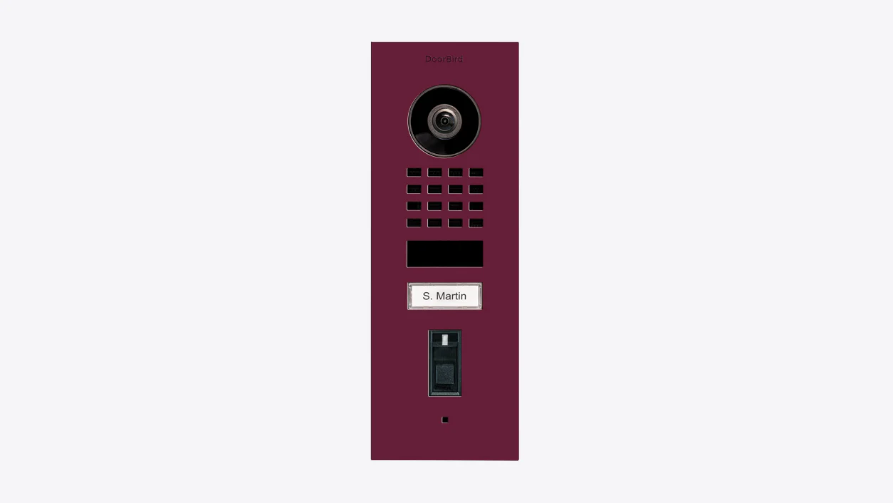 DoorBird D1101FV Fingerprint 50 Flush-Mount IP Video Door Station in Claret Violet, RAL 4004
