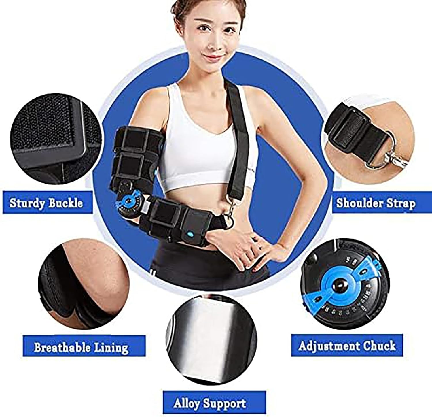 Elbow Immobilizer, Hinged Shoulder Arm Sling Forarm Braces, Double Angle Adjustment for Cubital Tunnel Syndrome Night Splint, for Arm Elbow Broken Fits All | Unisex