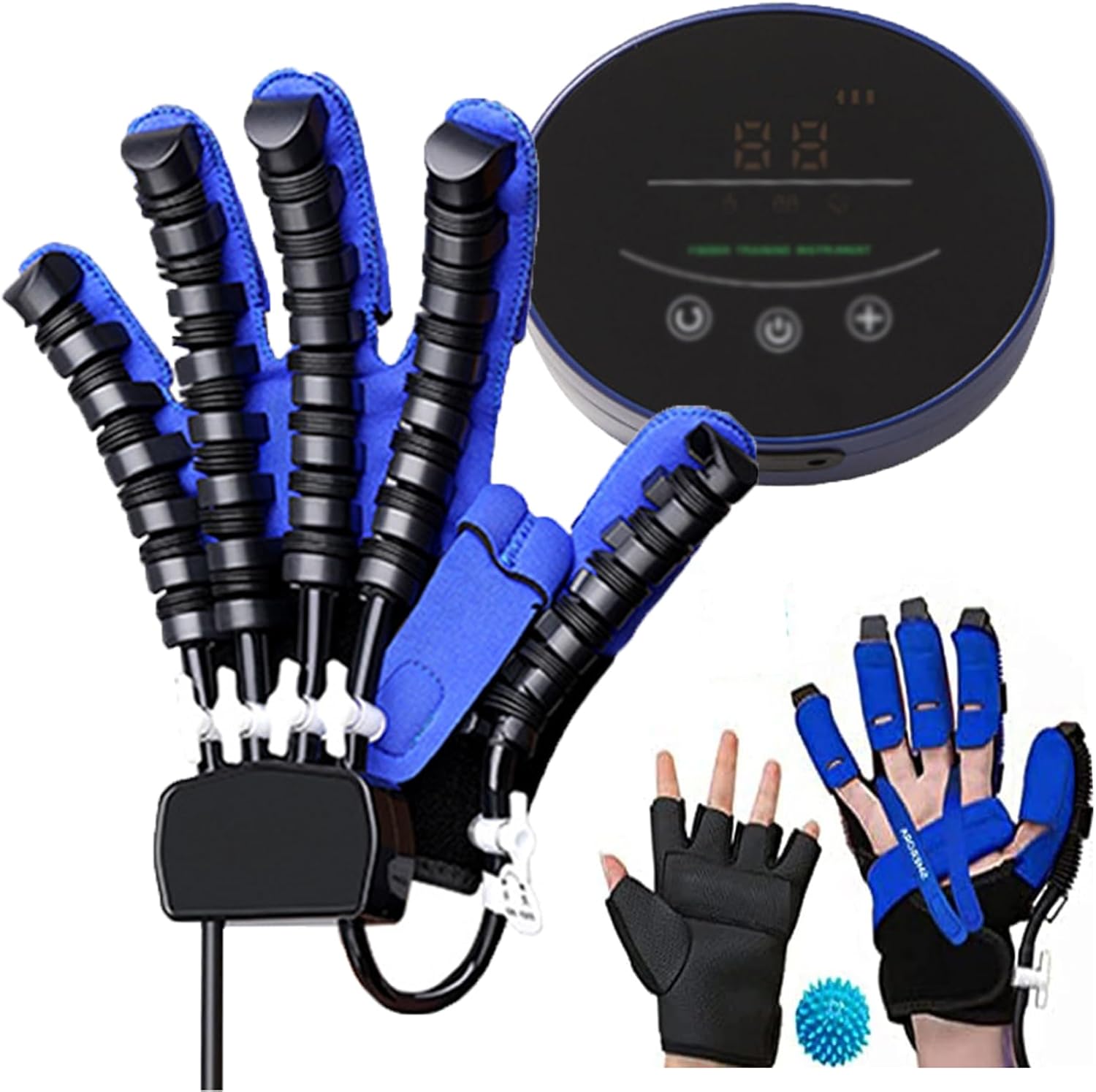Rehabilitation Robot Gloves, Stroke Five Fingers Training Equipment, LCD Display, Easy to Operate, for Arthritis Wrist Pain Relief & Finger Numbness Patient