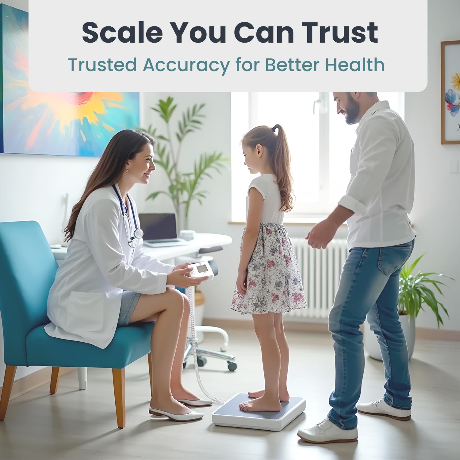 Medical Scale (550 lb) Medical Grade Scales for Body Weight - Portable, Smart Scale, 4 Sensors, Remote Display, 12