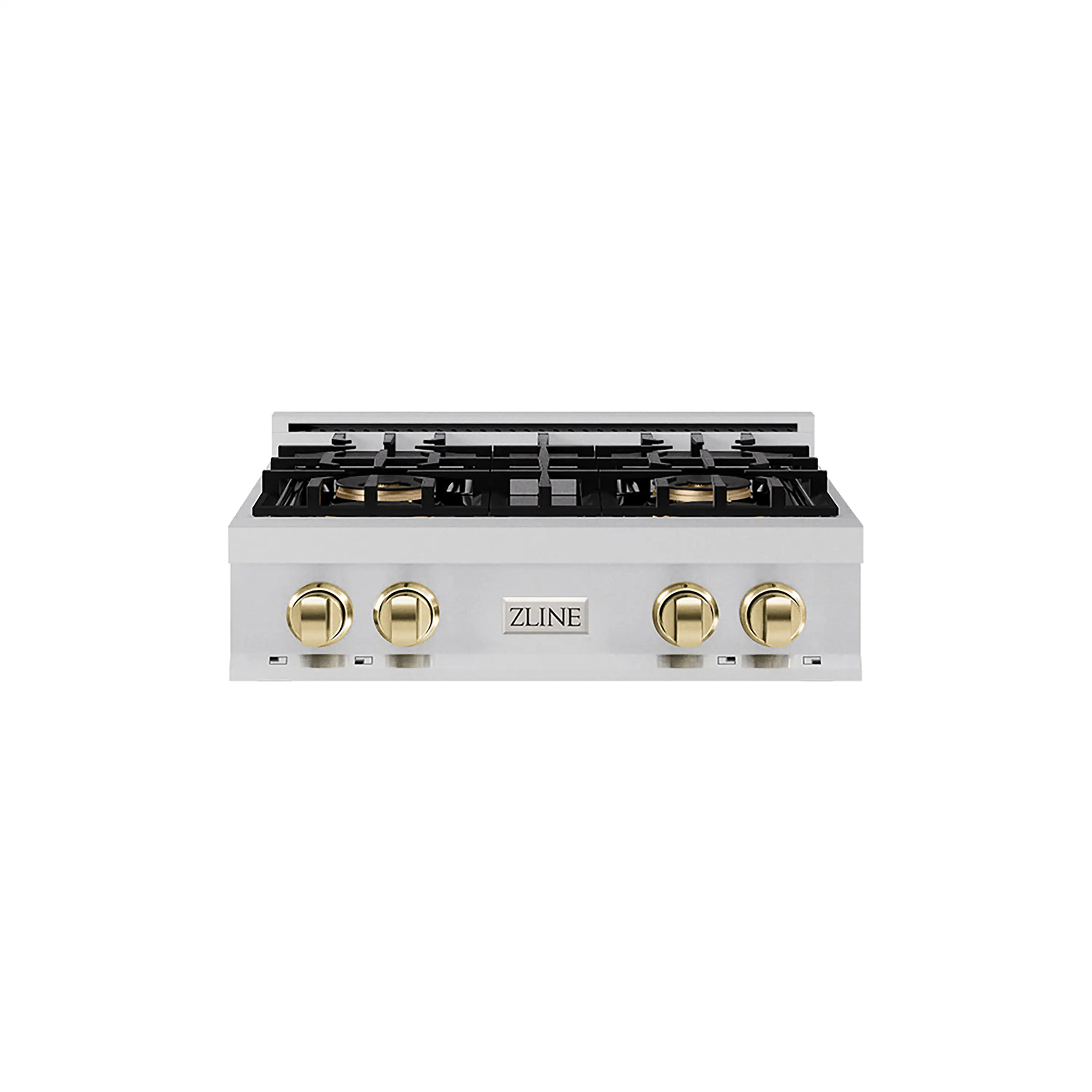ZLINE Autograph Edition 30-Inch Classic Gas Rangetop with 4 Burner DuoPro鈩?Cooktop in Stainless Steel and Polished Gold Accents (PCRTZ-30-G)