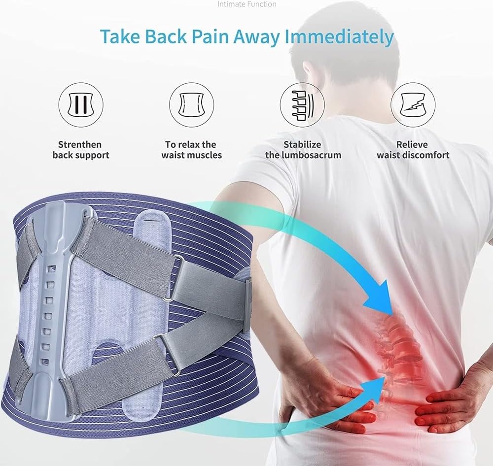 Lumbar Support Belt with Dual Adjustable Straps Men Women Lower Back Support Brace for Back Pain Relief Sports Waist Trainer Spinal Decompression Belt (Size : XXL-waistl 100-115cm)